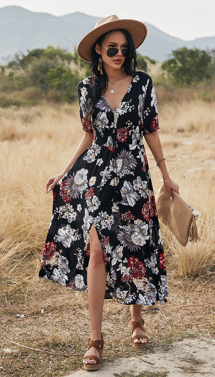 Robe longue fleurie chic - Robe Addict