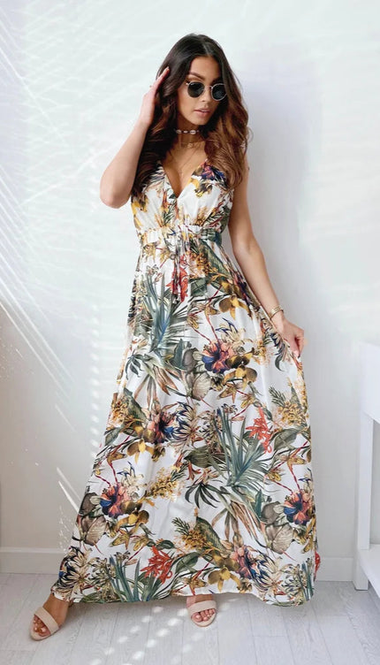Robe longue imprimé tropical - Robe Addict
