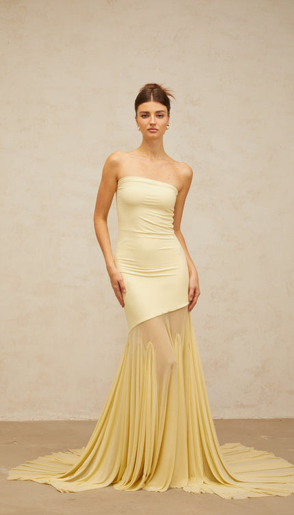 Robe longue jaune pale - Robe Addict