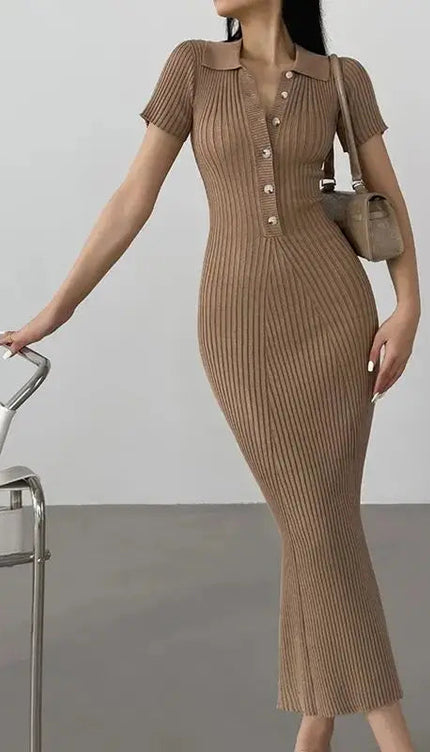 Robe longue maille côtelée - Robe Addict