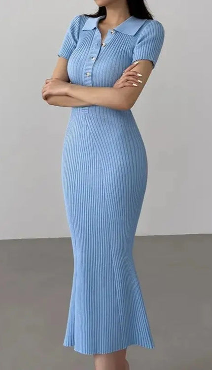 Robe longue maille côtelée - Robe Addict