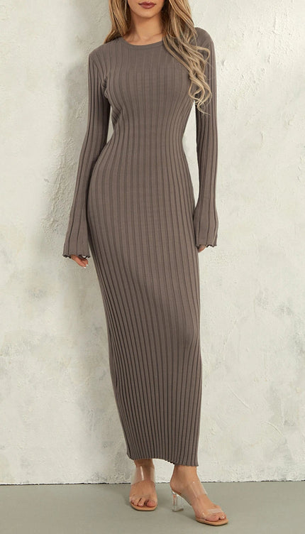 Robe longue maille grise - Robe Addict