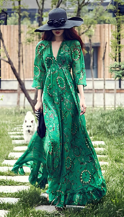 Robe longue manche 3/4 fluide - Robe Addict