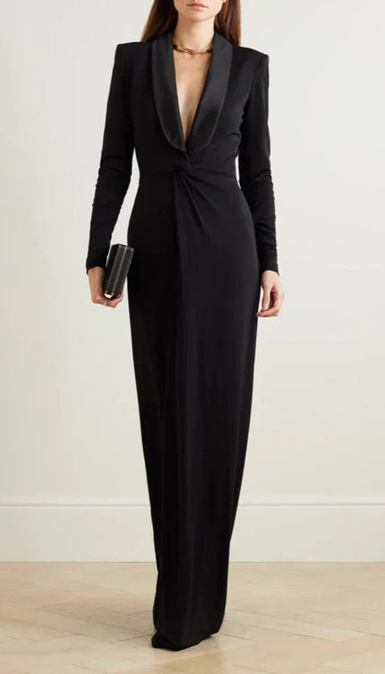 Robe longue noir droite - Robe Addict