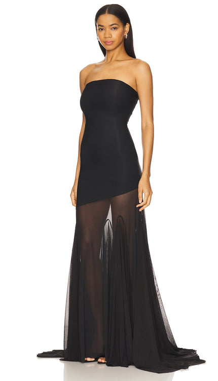 Robe longue noir évasée - Robe Addict