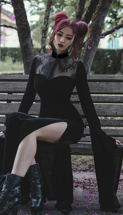 Robe longue noire gothique - Robe Addict