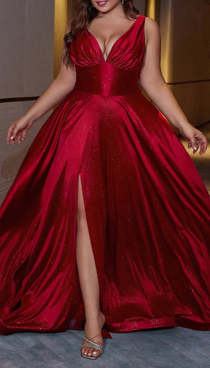 Robe longue rouge grande taille - Robe Addict