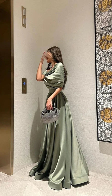 Robe longue satin kaki - Robe Addict