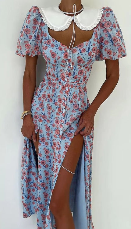 Robe marron et bleu - Robe Addict