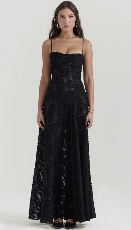 Robe noir broderie - Robe Addict