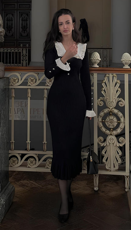 Robe noir col blanc - Robe Addict