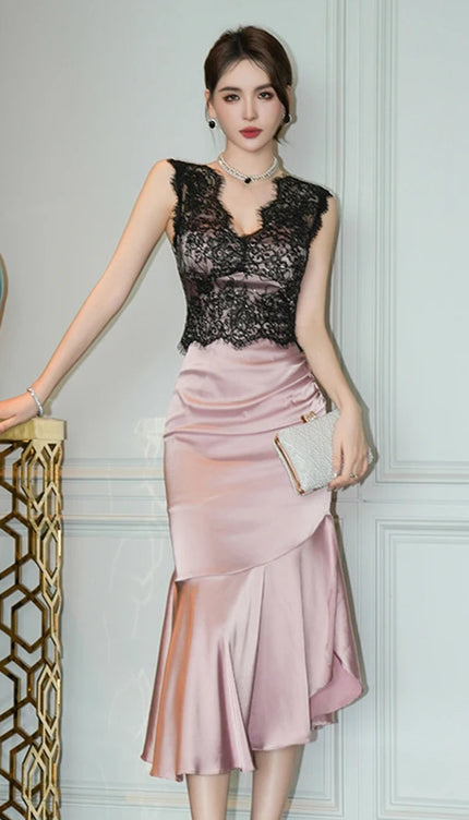Robe noir et rose - Robe Addict
