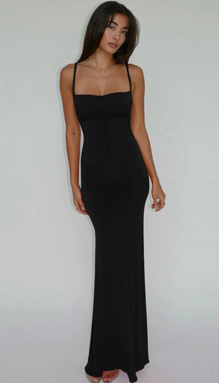 Robe noir moulante longue - Robe Addict