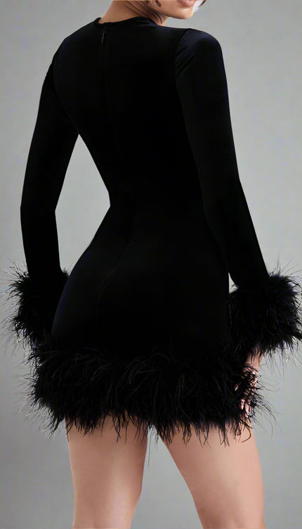 Robe courte noire manche longue - Robe Addict