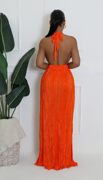 Robe plissée orange - Robe Addict