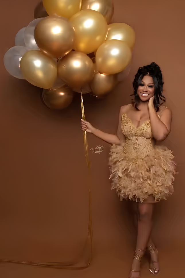 Robe plume dorée - Robe Addict