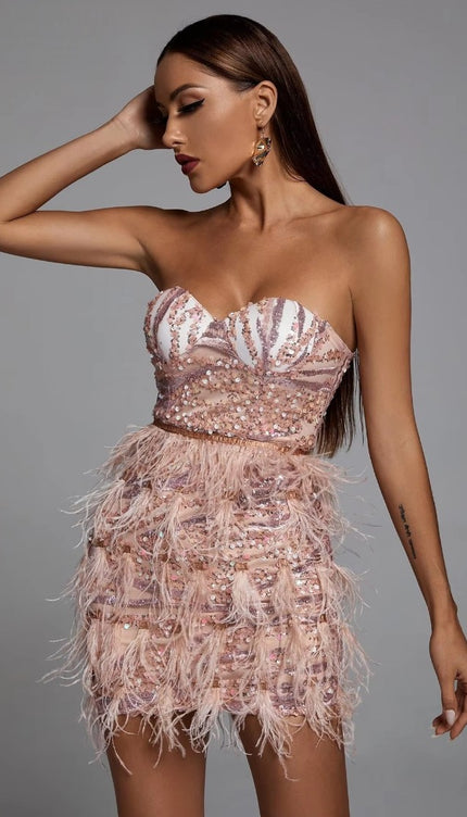 Robe plume rose - Robe Addict
