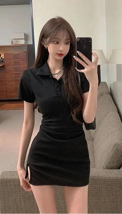 Robe polo noire - Robe Addict