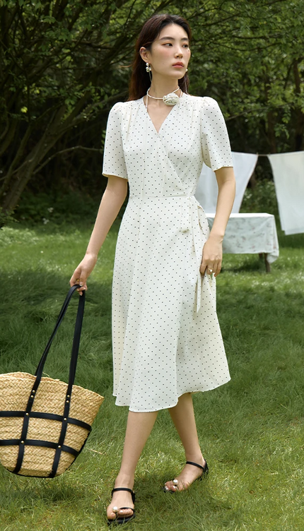 Robe portefeuille pois - Robe Addict