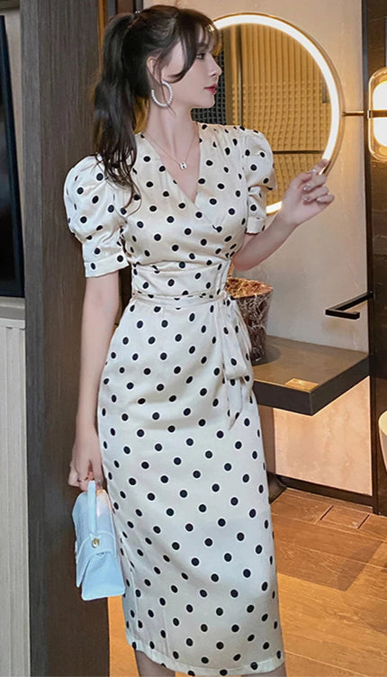 Robe portefeuille à pois - Robe Addict