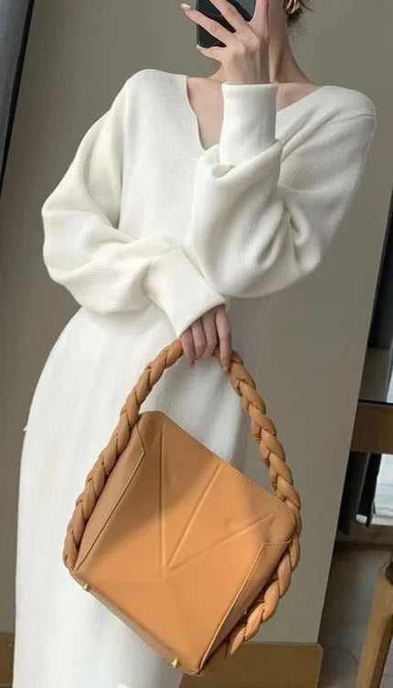 Robe pull blanc cassé - Robe Addict