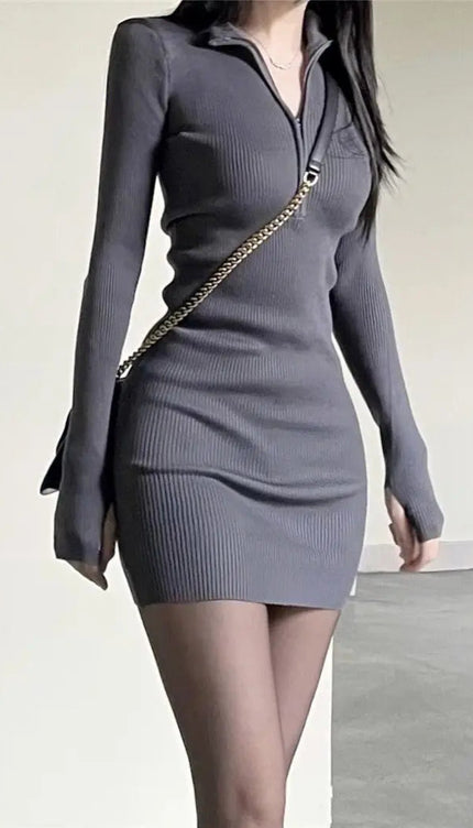 Robe pull col zippé - Robe Addict