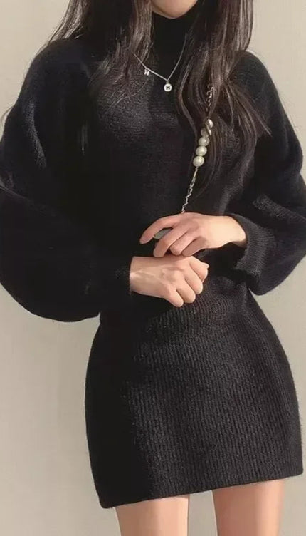 Robe pull courte noire - Robe Addict