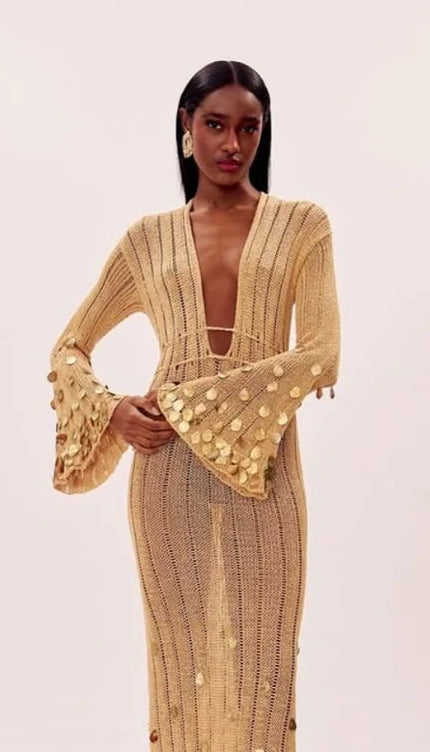 Robe pull doré - Robe Addict