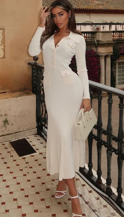 Robe pull longue blanche - Robe Addict