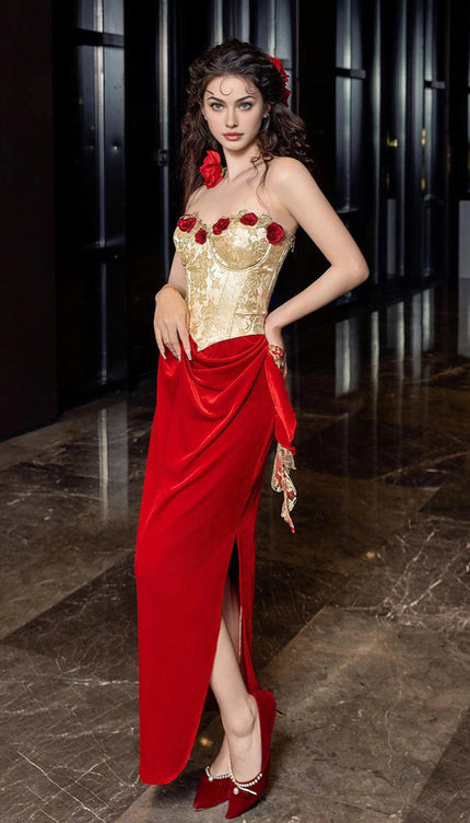 Robe rouge doré - Robe Addict