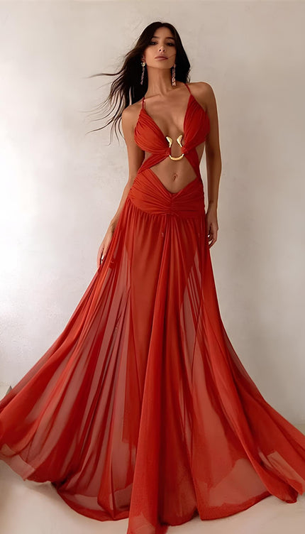 Robe rouge transparente - Robe Addict