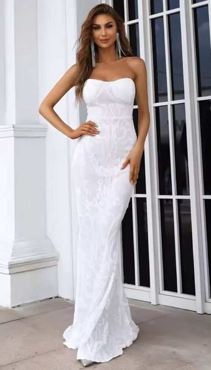 Robe sequins blanc - Robe Addict