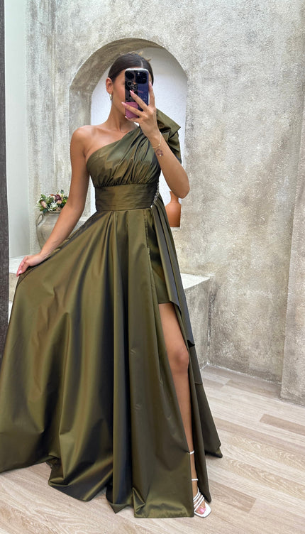 Robe soirée kaki - Robe Addict