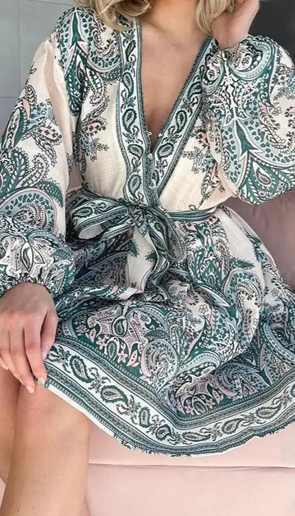 Robe turquoise et blanche - Robe Addict