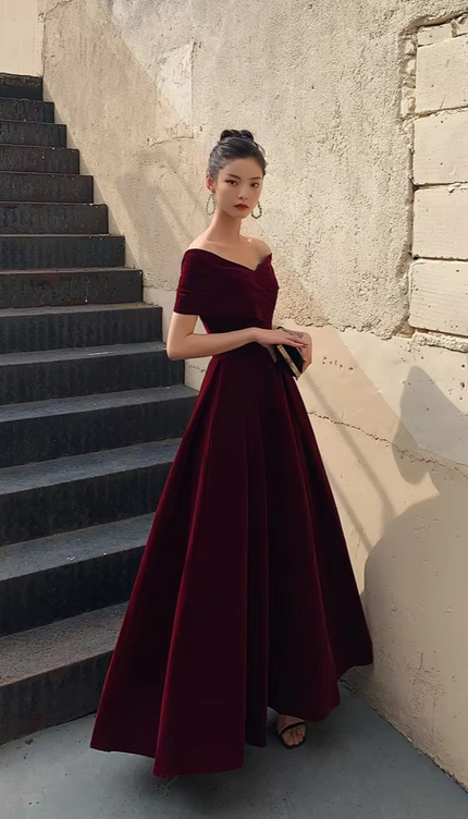 Robe velour col bateau - Robe Addict