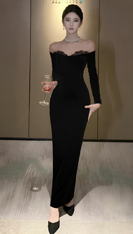 Robe en velours et dentelle - Robe Addict