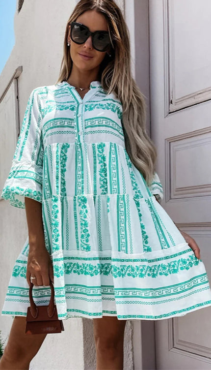 Robe vert et blanc - Robe Addict