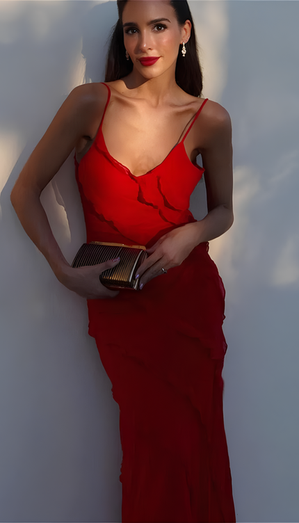 Robe volant rouge - Robe Addict