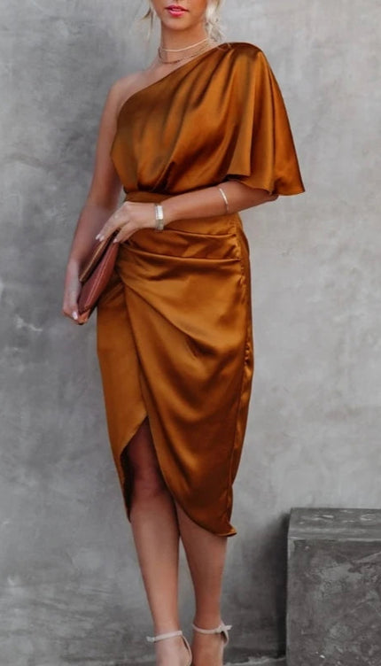 Robe asymétrique satin - Robe Addict