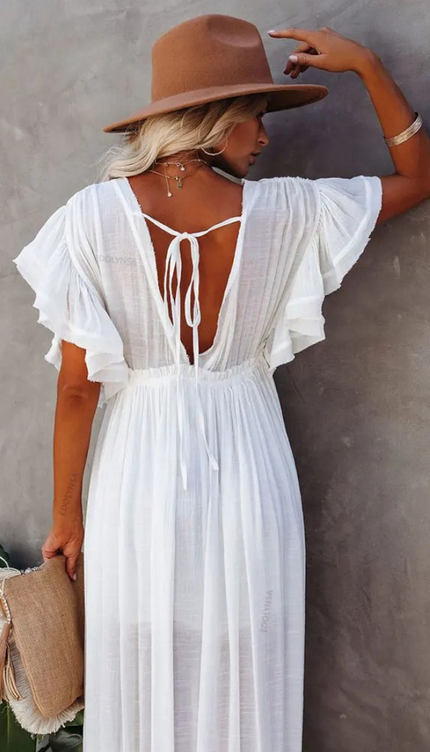 Robe blanche bohème - Robe Addict