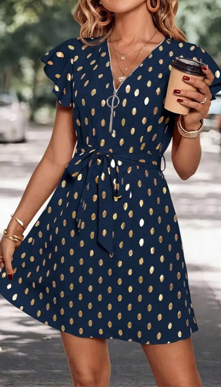 Robe bleu marine et doré - Robe Addict