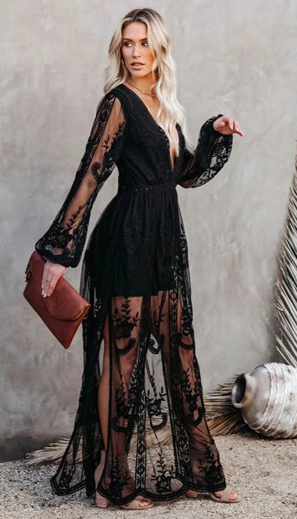 Robe boheme noir longue - Robe Addict