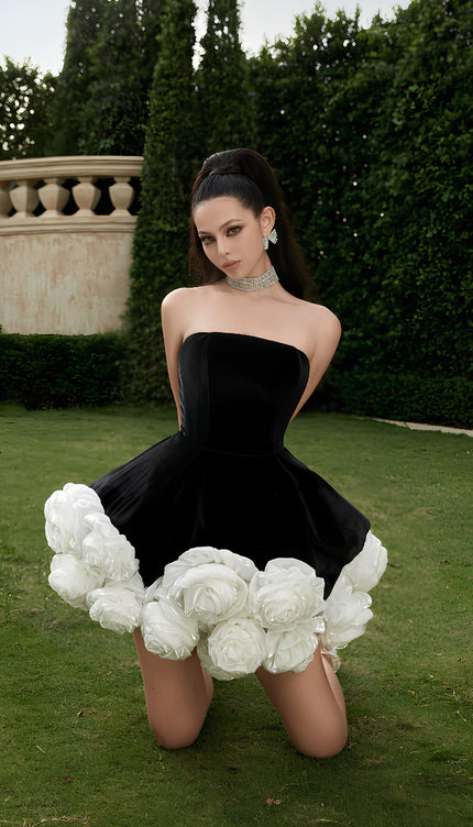 Robe bustier blanche et noire - Robe Addict