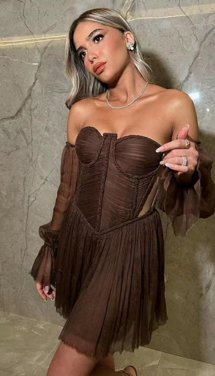 Robe bustier marron - Robe Addict