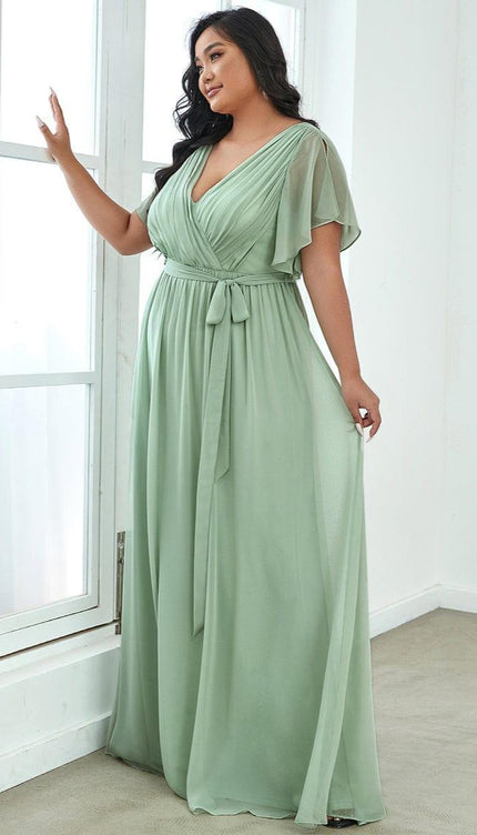 Robe ceremonie vert amande - Robe Addict