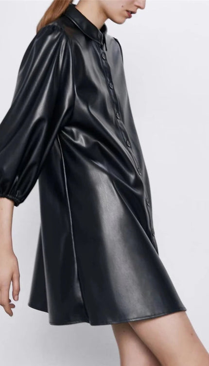 Robe chemise en cuir - Robe Addict