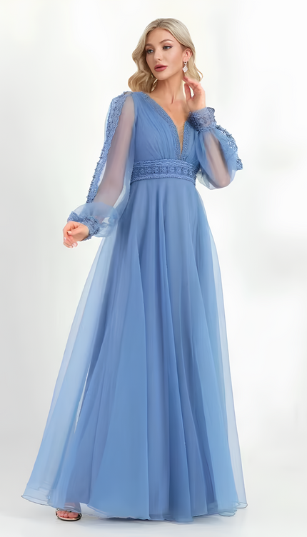 Robe col v manche longue - Robe Addict