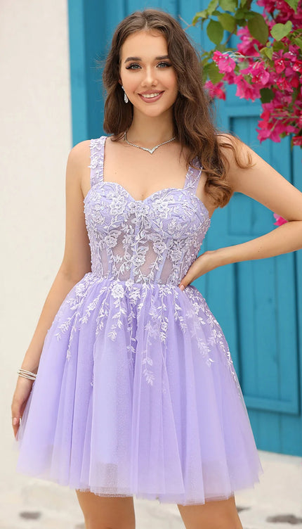 Robe courte lilas - Robe Addict