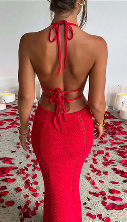Robe crochet rouge - Robe Addict