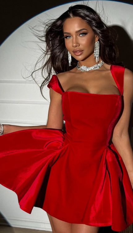 Robe de soirée courte chic rouge - Robe Addict